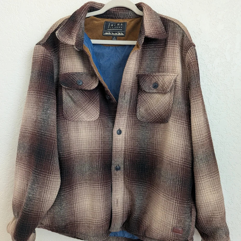 Jachs Men's Tan and Brown Plaid Shirt Jacket - Picture 6 of 13